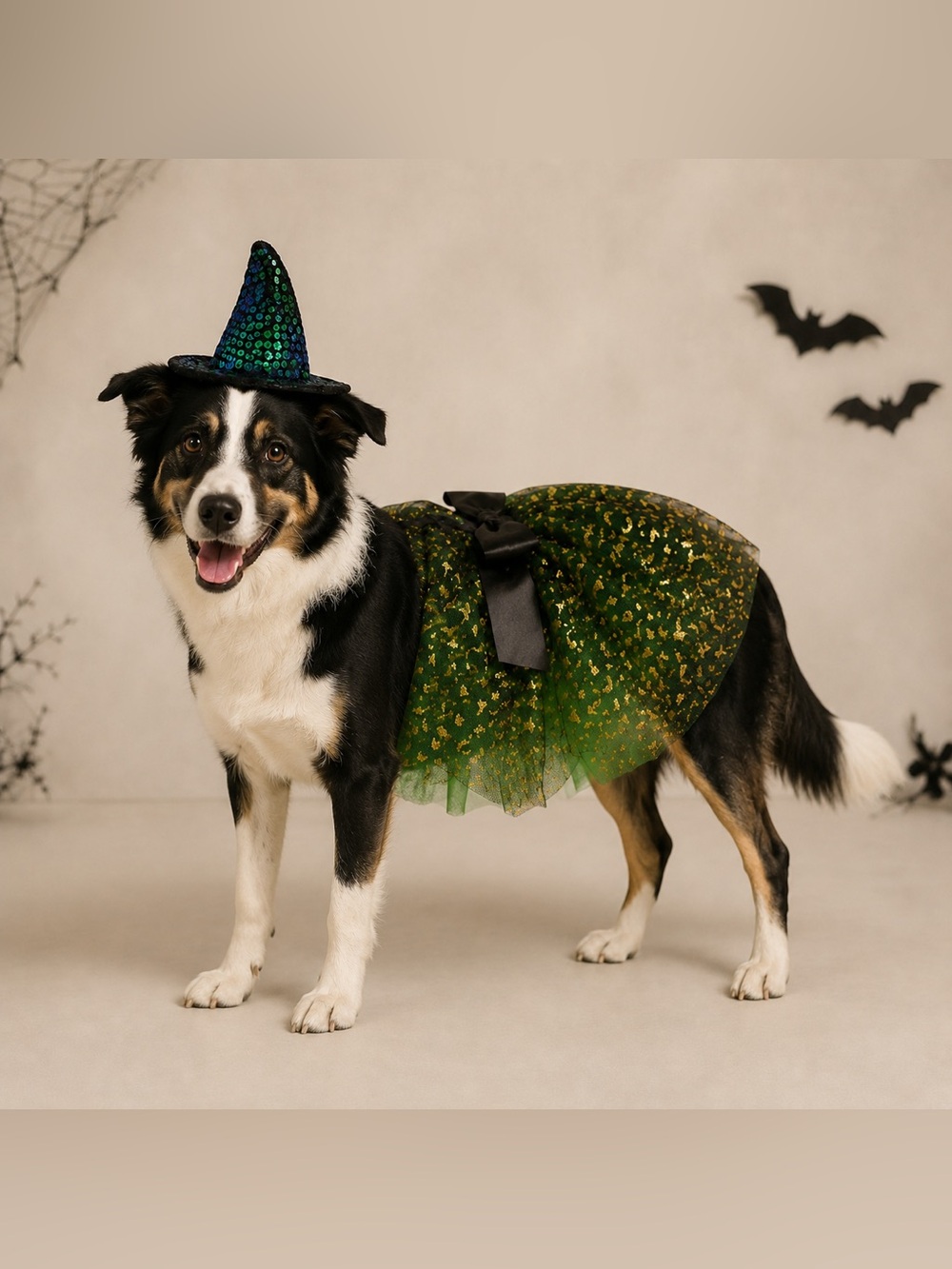 Dog Witch Halloween Costume L/XL Tulle Skirt & Hat NWT